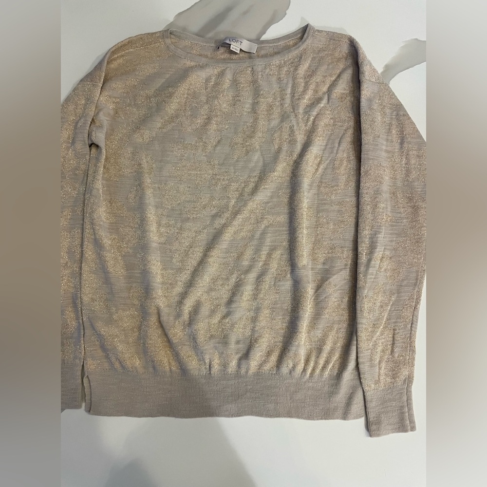 LOFT  Light Gold Crewneck Sweater
